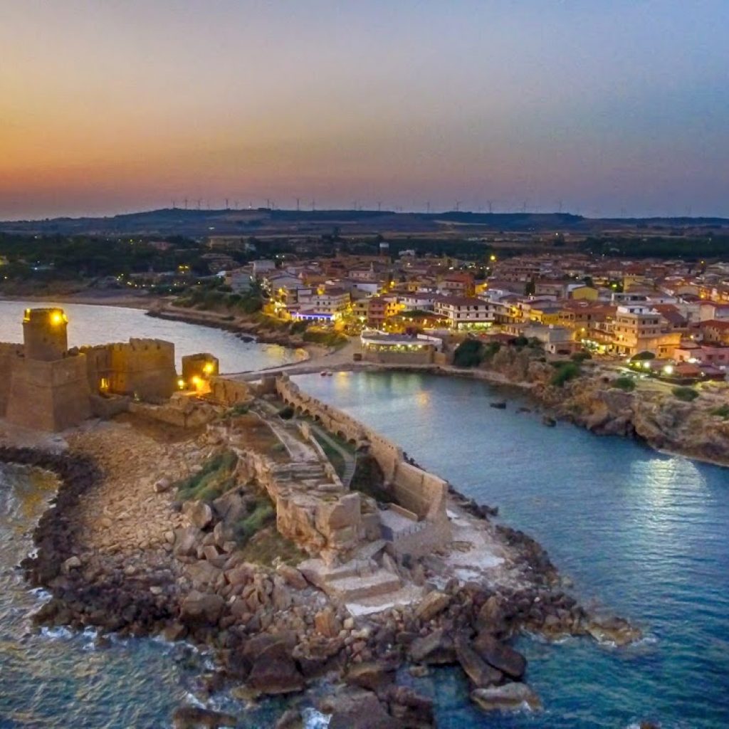 Aerial view of Aragonese Fortress at sunset, Le Castella – Italy.
